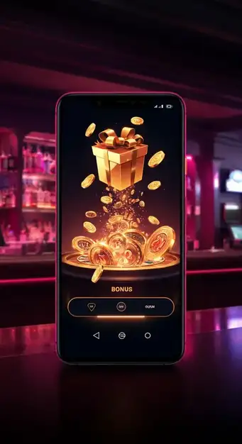 Une image représentant des icônes de bonus comme des tours gratuits, des symboles de pourcentages et des lingots d'or, illustrant les offres promotionnelles de Rockstar Casino.